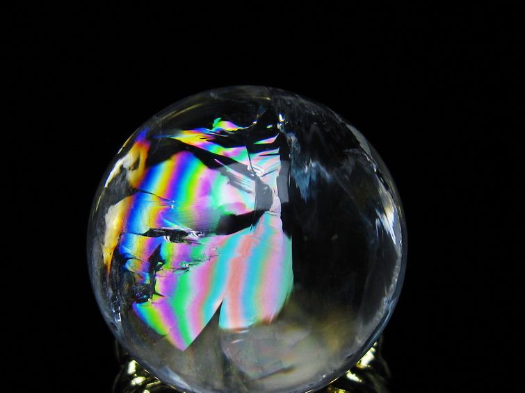 アイリスクォーツ 水晶 丸玉 虹入り 25mm スフィア 置物 水晶玉 一点物 141-6986 【sold out】