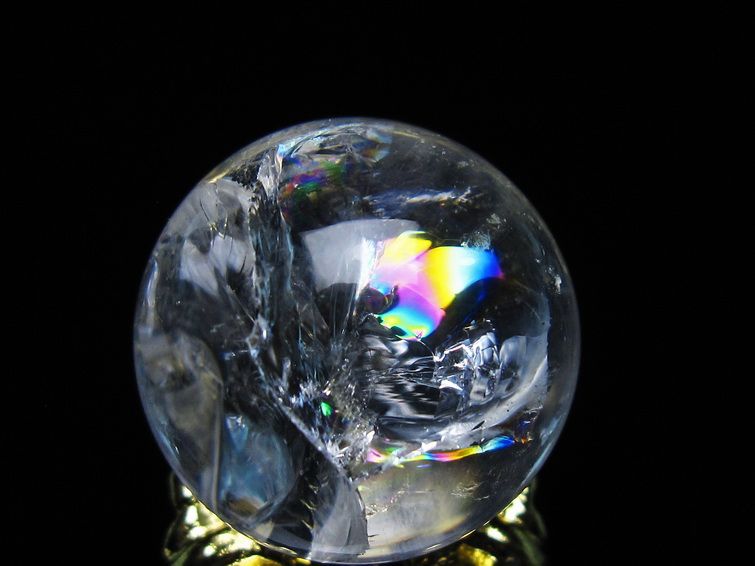 アイリスクォーツ 水晶 丸玉 虹入り 25mm スフィア 置物 水晶玉 一点物 141-6987