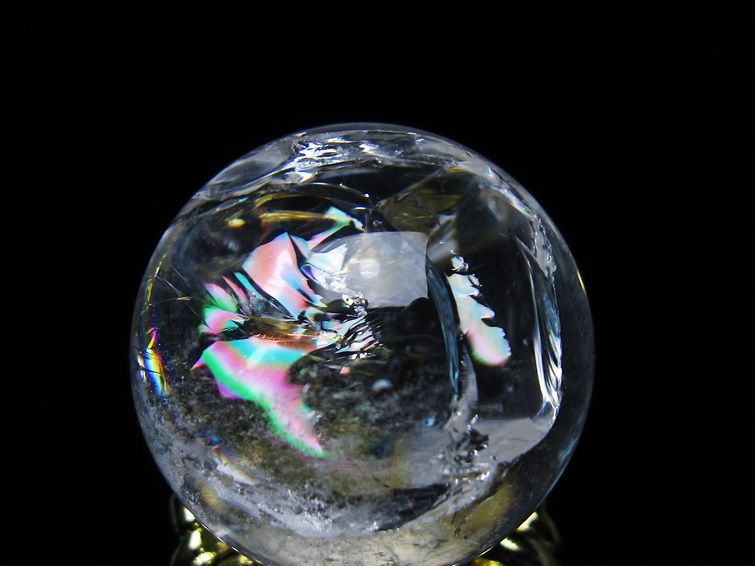 アイリスクォーツ 水晶 丸玉 虹入り 25mm スフィア 置物 水晶玉 一点物 141-6987