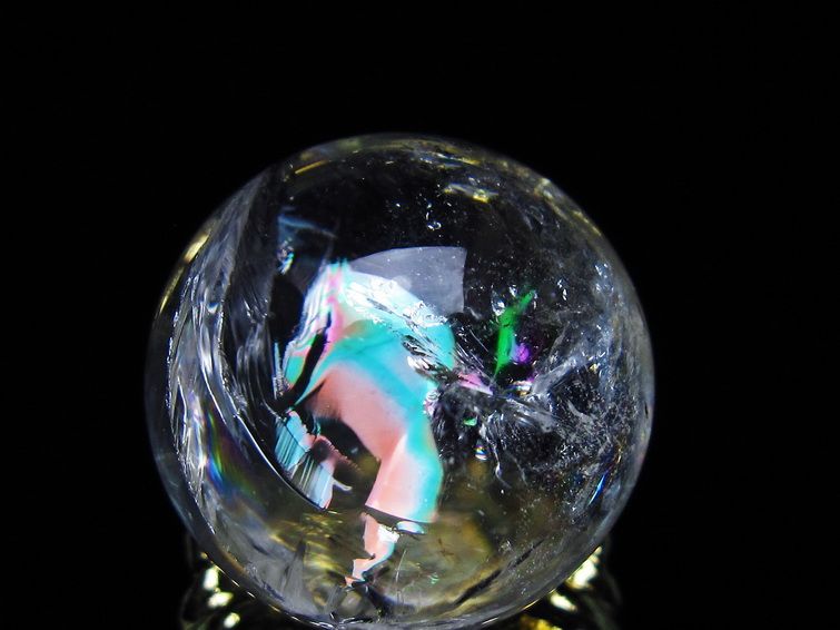 アイリスクォーツ 水晶 丸玉 虹入り 25mm スフィア 置物 水晶玉 一点物 141-6988