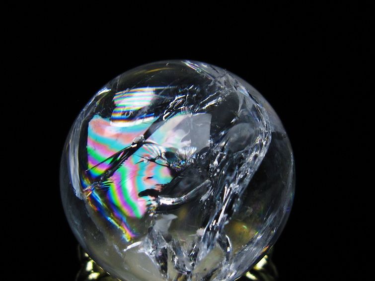アイリスクォーツ 水晶 丸玉 虹入り 25mm スフィア 置物 水晶玉 一点物 141-6989