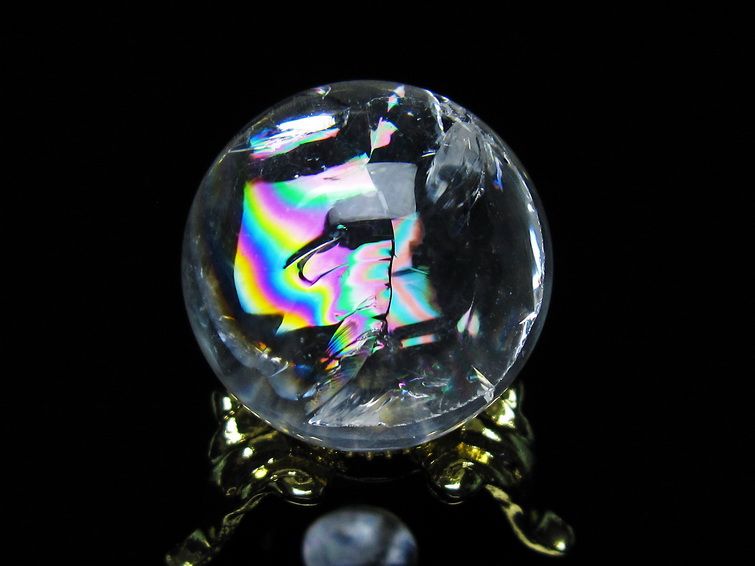 アイリスクォーツ 水晶 丸玉 虹入り 25mm スフィア 置物 水晶玉 一点物 141-6990 【sold out】