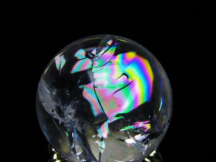 アイリスクォーツ 水晶 丸玉 虹入り 25mm スフィア 置物 水晶玉 一点物 141-6990 【sold out】
