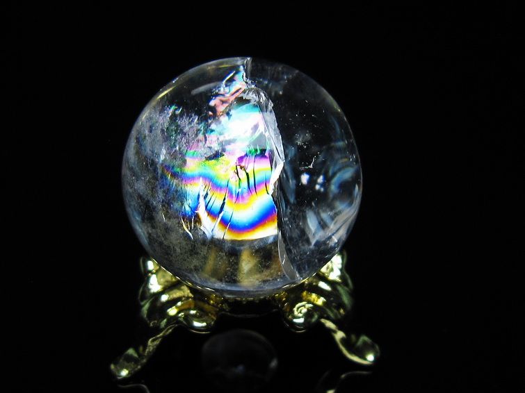 アイリスクォーツ 水晶 丸玉 虹入り 25mm スフィア 置物 水晶玉 一点物 141-6991