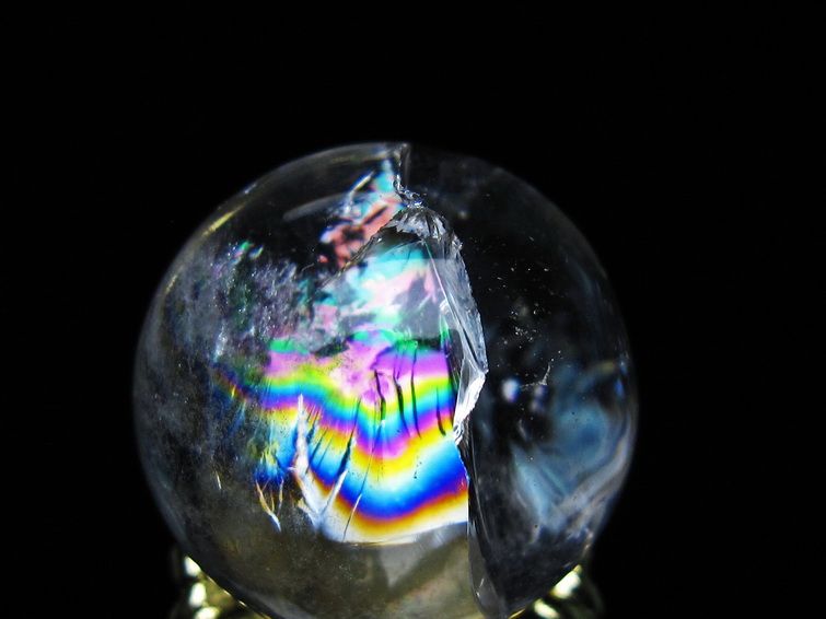 アイリスクォーツ 水晶 丸玉 虹入り 25mm スフィア 置物 水晶玉 一点物 141-6991