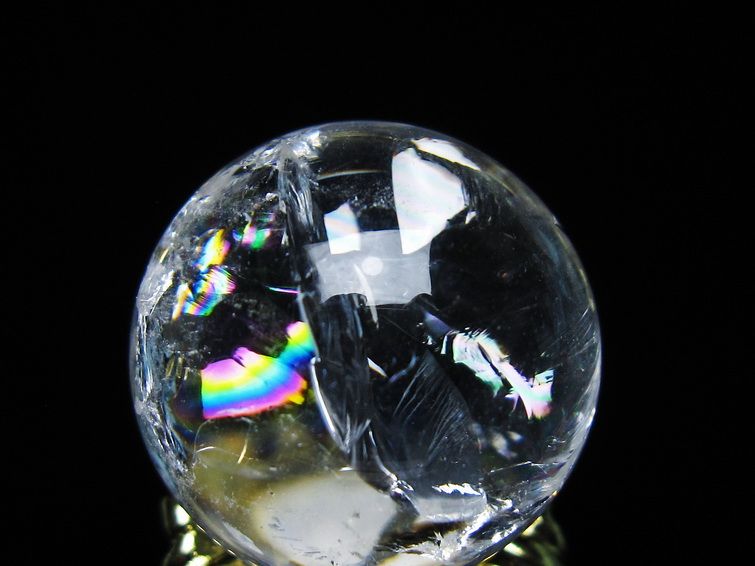 アイリスクォーツ 水晶 丸玉 虹入り 25mm スフィア 置物 水晶玉 一点物 141-6992