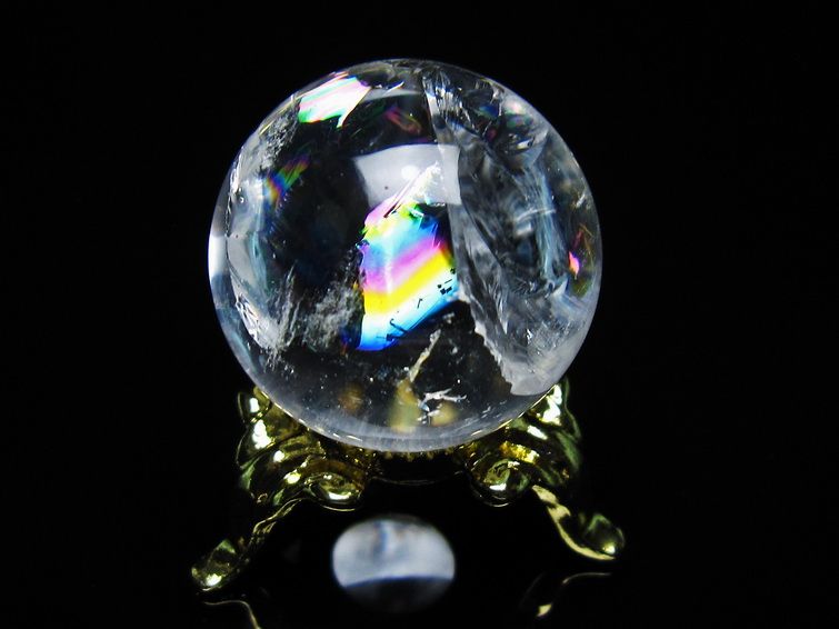 アイリスクォーツ 水晶 丸玉 虹入り 25mm スフィア 置物 水晶玉 一点物 141-6993