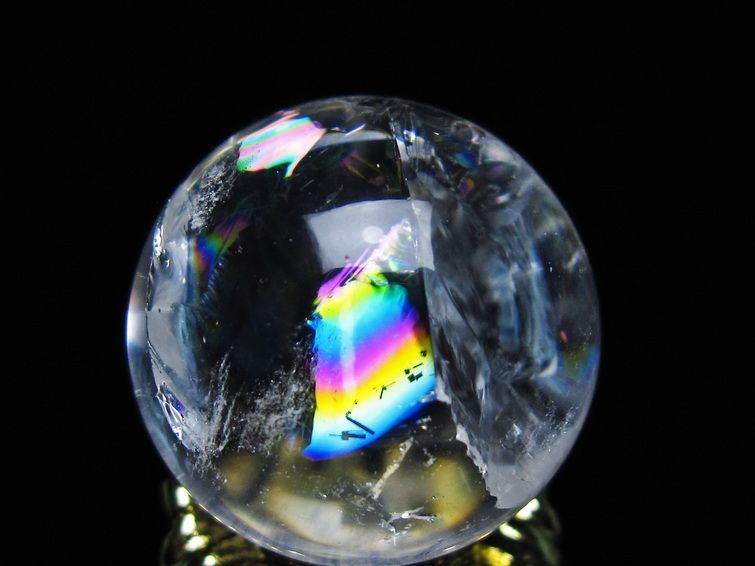アイリスクォーツ 水晶 丸玉 虹入り 25mm スフィア 置物 水晶玉 一点物 141-6993