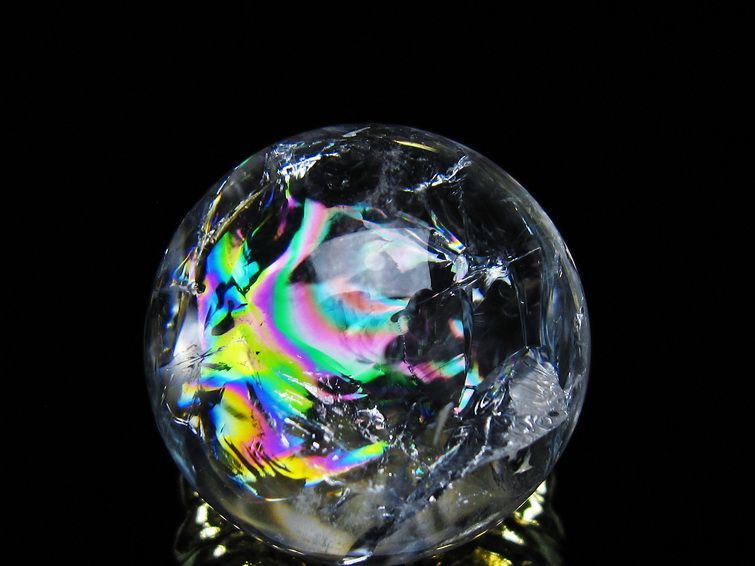 アイリスクォーツ 水晶 丸玉 虹入り 25mm スフィア 置物 水晶玉 一点物 141-6994