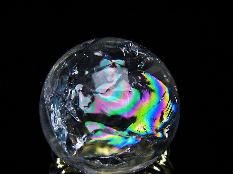 アイリスクォーツ 水晶 丸玉 虹入り 25mm スフィア 置物 水晶玉 一点物 141-6994