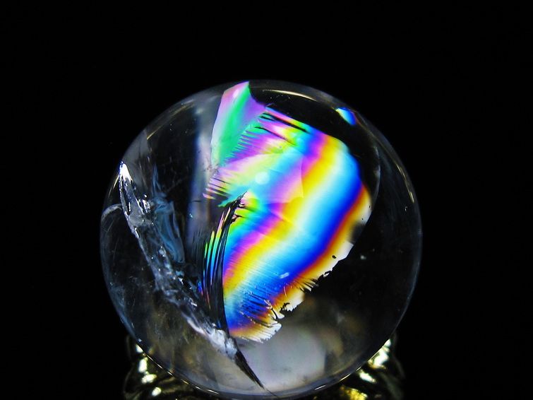 アイリスクォーツ 水晶 丸玉 虹入り 25mm スフィア 置物 水晶玉 一点物 141-6995 [sold out]