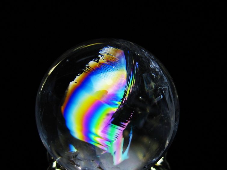 アイリスクォーツ 水晶 丸玉 虹入り 25mm スフィア 置物 水晶玉 一点物 141-6995 [sold out]