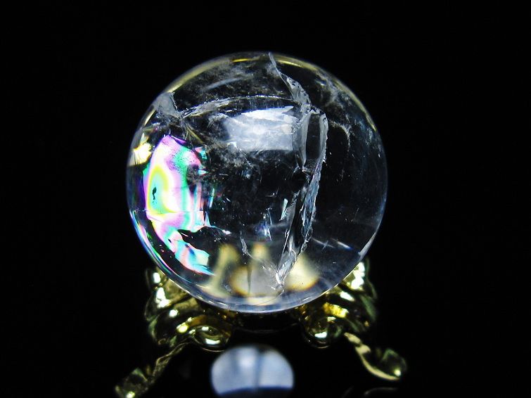アイリスクォーツ 水晶 丸玉 虹入り 25mm スフィア 置物 水晶玉 一点物 141-6996