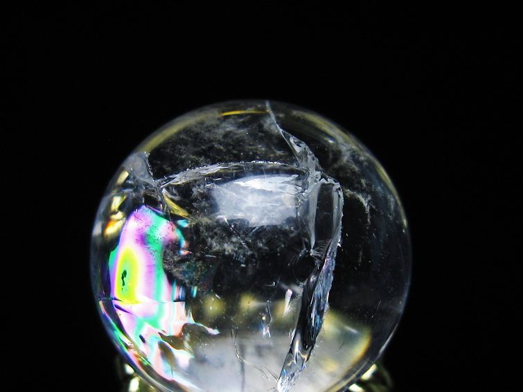 アイリスクォーツ 水晶 丸玉 虹入り 25mm スフィア 置物 水晶玉 一点物 141-6996