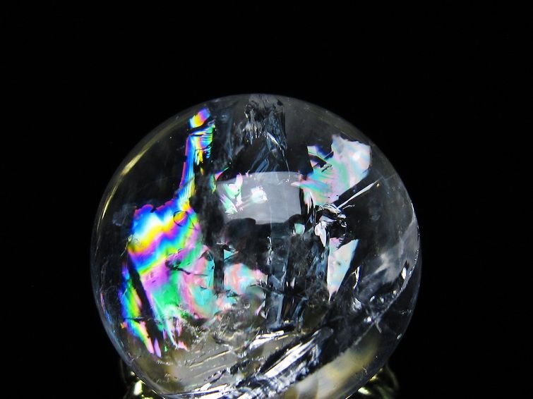 アイリスクォーツ 水晶 丸玉 虹入り 25mm スフィア 置物 水晶玉 一点物 141-6997