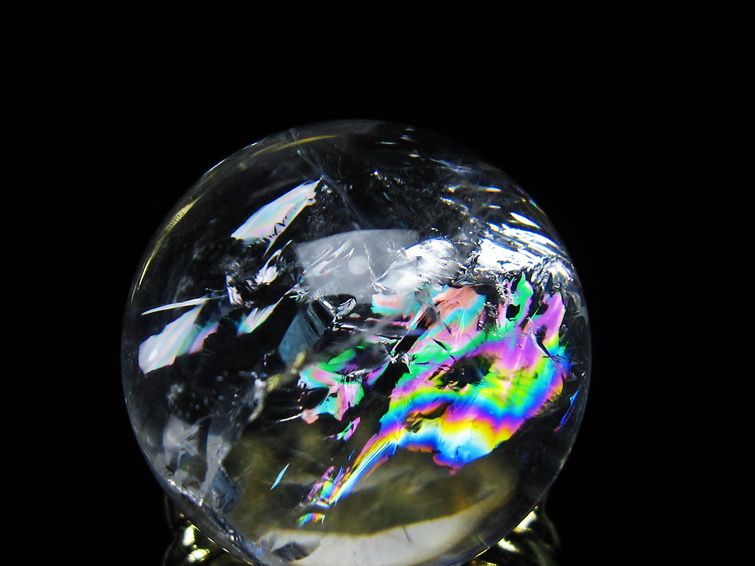 アイリスクォーツ 水晶 丸玉 虹入り 25mm スフィア 置物 水晶玉 一点物 141-6997