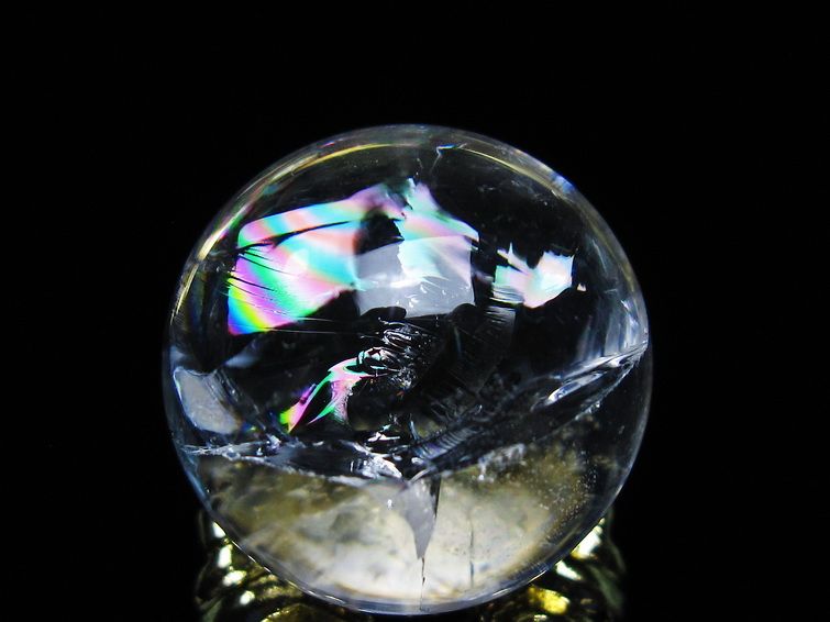 アイリスクォーツ 水晶 丸玉 虹入り 25mm スフィア 置物 水晶玉 一点物 141-6999