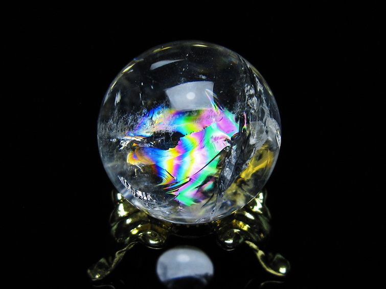 アイリスクォーツ 水晶 丸玉 虹入り 25mm スフィア 置物 水晶玉 一点物 141-7000