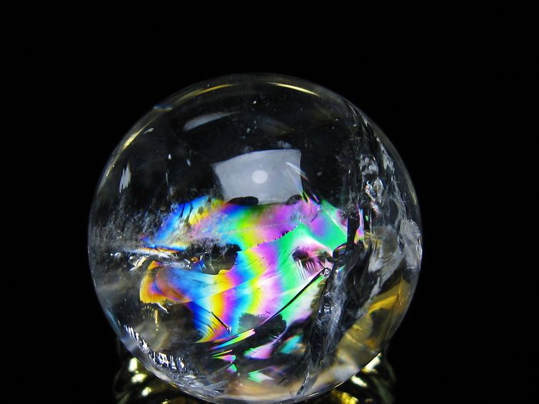 アイリスクォーツ 水晶 丸玉 虹入り 25mm スフィア 置物 水晶玉 一点物 141-7000