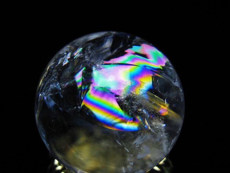 アイリスクォーツ 水晶 丸玉 虹入り 25mm スフィア 置物 水晶玉 一点物 141-7000