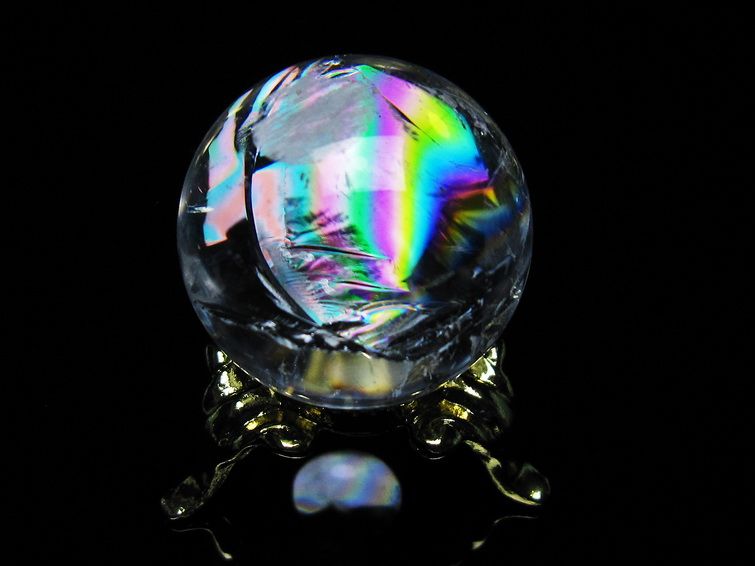アイリスクォーツ 水晶 丸玉 虹入り 25mm スフィア 置物 水晶玉 一点物 141-7001 [sold out]