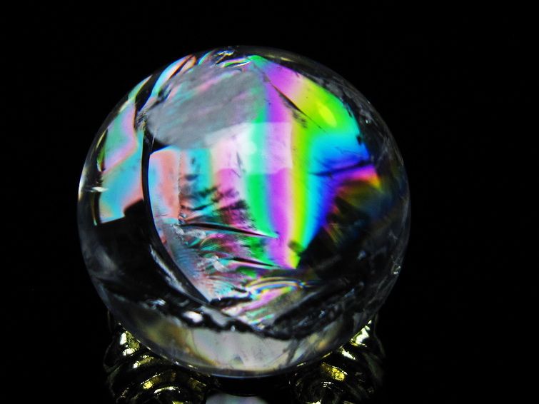 アイリスクォーツ 水晶 丸玉 虹入り 25mm スフィア 置物 水晶玉 一点物 141-7001 [sold out]