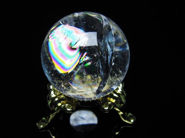 アイリスクォーツ 水晶 丸玉 虹入り 25mm スフィア 置物 水晶玉 一点物 141-7002 【sold out】