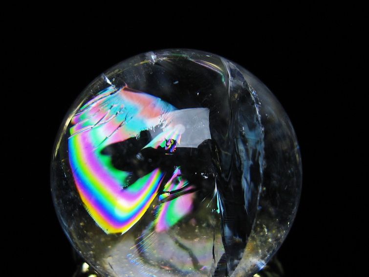 アイリスクォーツ 水晶 丸玉 虹入り 25mm スフィア 置物 水晶玉 一点物 141-7002 【sold out】