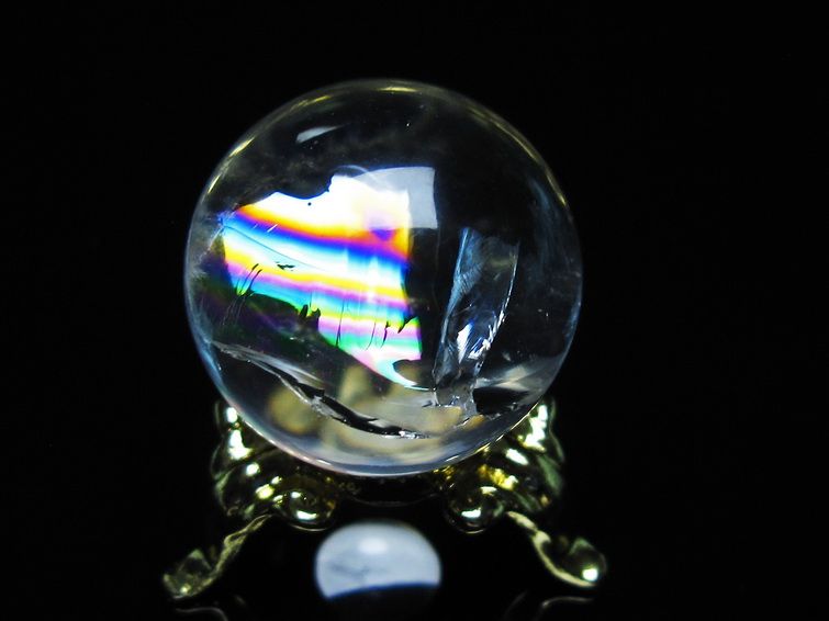 アイリスクォーツ 水晶 丸玉 虹入り 25mm スフィア 置物 水晶玉 一点物 141-7003 [sold out]