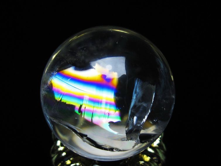 アイリスクォーツ 水晶 丸玉 虹入り 25mm スフィア 置物 水晶玉 一点物 141-7003 [sold out]