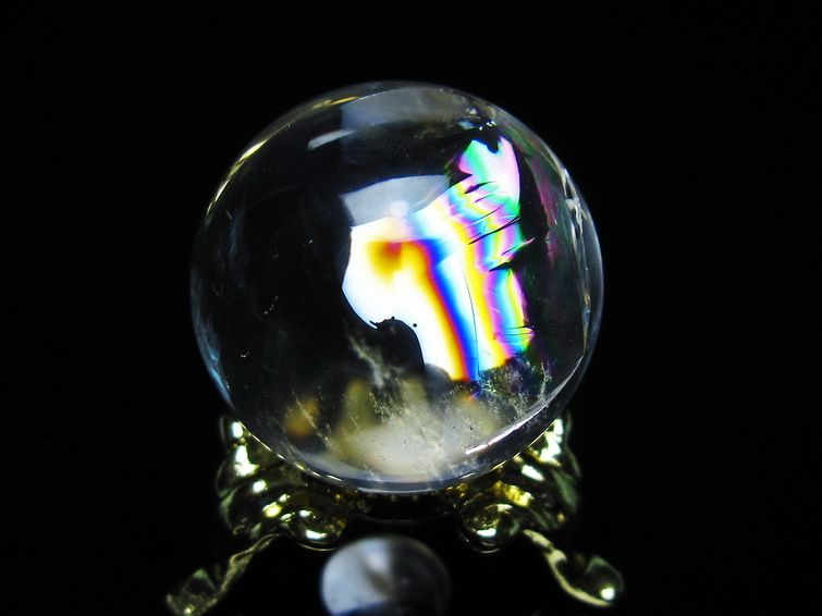 アイリスクォーツ 水晶 丸玉 虹入り 25mm スフィア 置物 水晶玉 一点物 141-7003 [sold out]