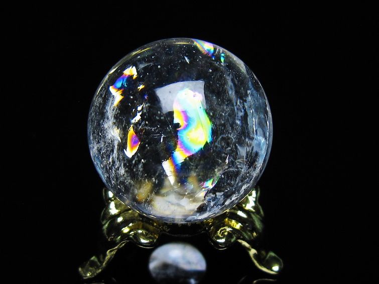 アイリスクォーツ 水晶 丸玉 虹入り 25mm スフィア 置物 水晶玉 一点物 141-7004 [sold out]