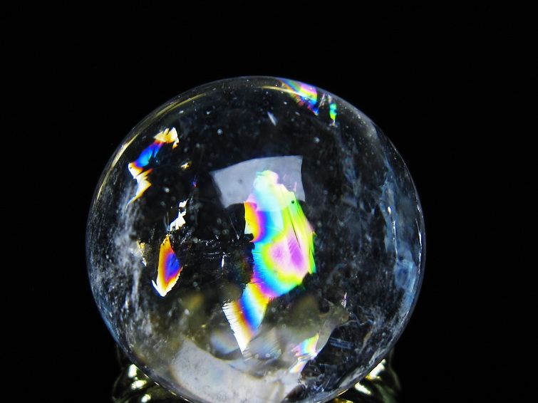 アイリスクォーツ 水晶 丸玉 虹入り 25mm スフィア 置物 水晶玉 一点物 141-7004 [sold out]