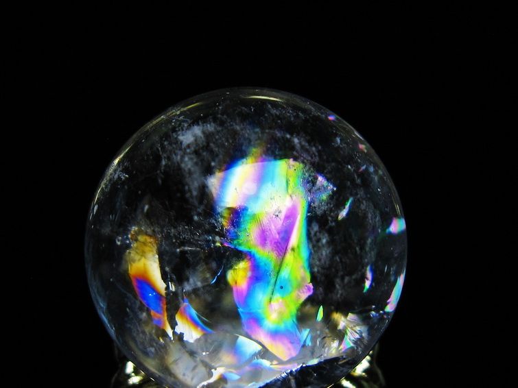 アイリスクォーツ 水晶 丸玉 虹入り 25mm スフィア 置物 水晶玉 一点物 141-7004 [sold out]