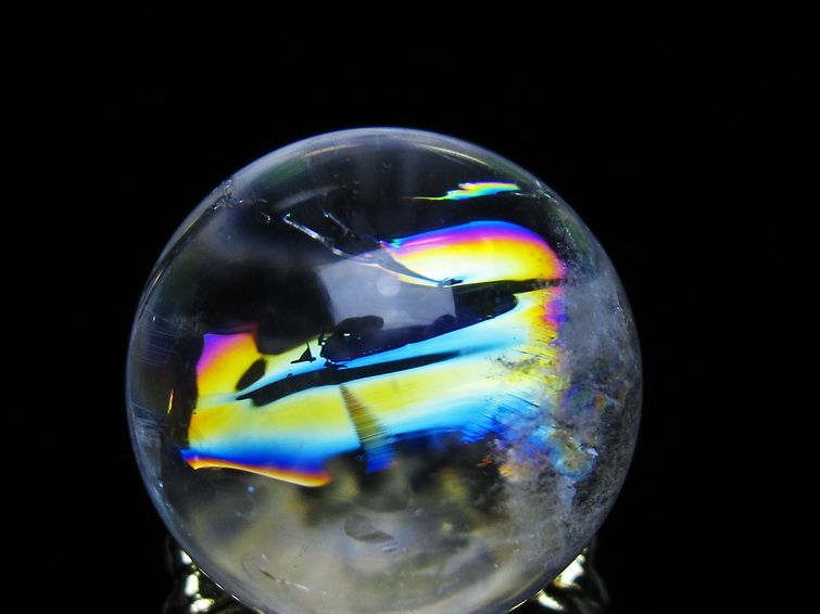 アイリスクォーツ 水晶 丸玉 虹入り 25mm スフィア 置物 水晶玉 一点物 141-7005