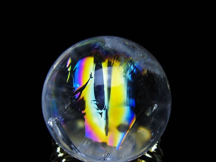 アイリスクォーツ 水晶 丸玉 虹入り 25mm スフィア 置物 水晶玉 一点物 141-7005