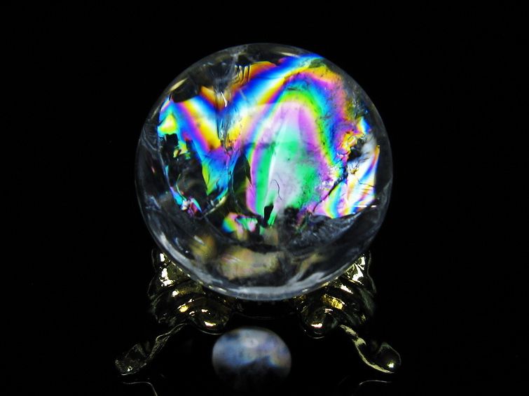 アイリスクォーツ 水晶 丸玉 虹入り 25mm スフィア 置物 水晶玉 一点物 141-7007
