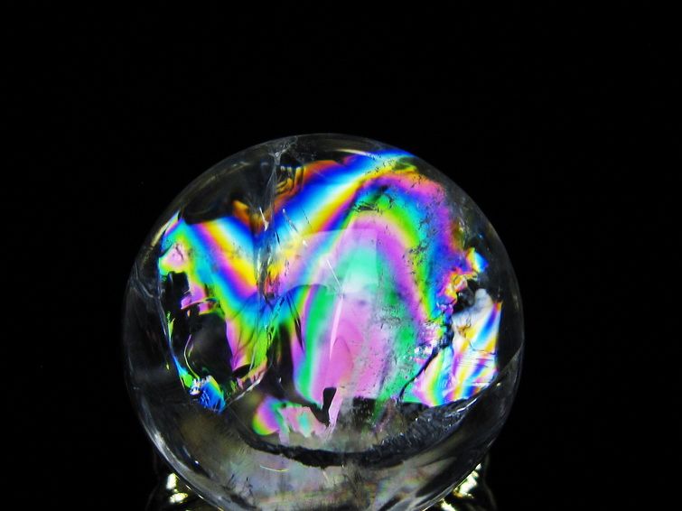 アイリスクォーツ 水晶 丸玉 虹入り 25mm スフィア 置物 水晶玉 一点物 141-7007