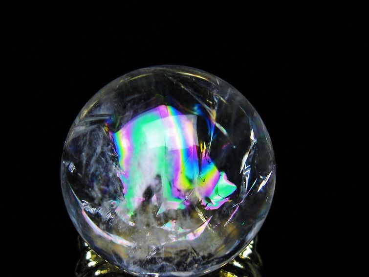 アイリスクォーツ 水晶 丸玉 虹入り 25mm スフィア 置物 水晶玉 一点物 141-7007