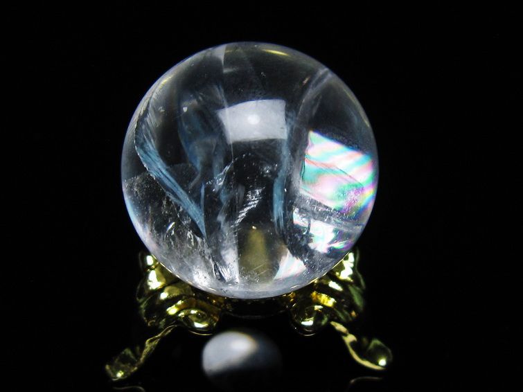 アイリスクォーツ 水晶 丸玉 虹入り 25mm スフィア 置物 水晶玉 一点物 141-7010