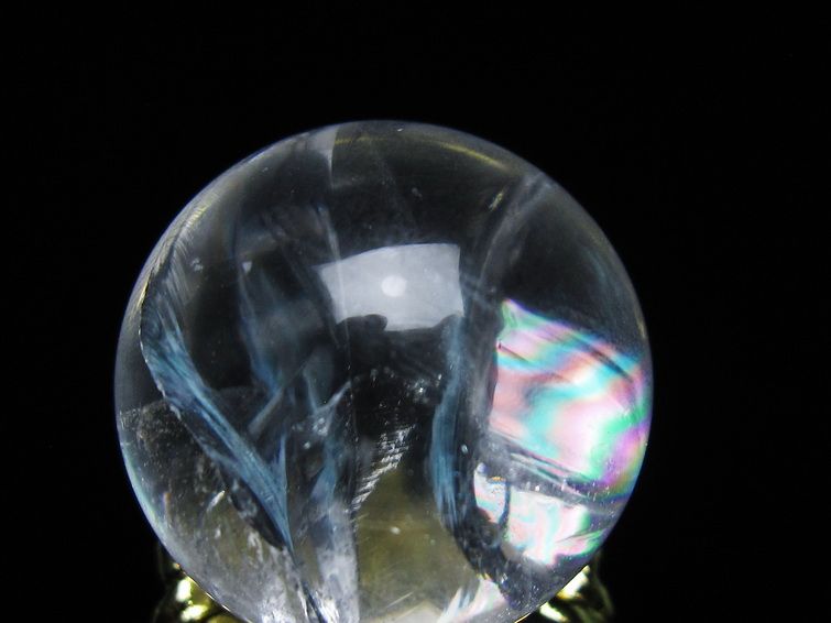 アイリスクォーツ 水晶 丸玉 虹入り 25mm スフィア 置物 水晶玉 一点物 141-7010