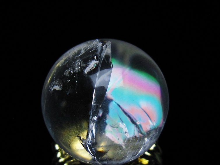 アイリスクォーツ 水晶 丸玉 虹入り 25mm スフィア 置物 水晶玉 一点物 141-7010