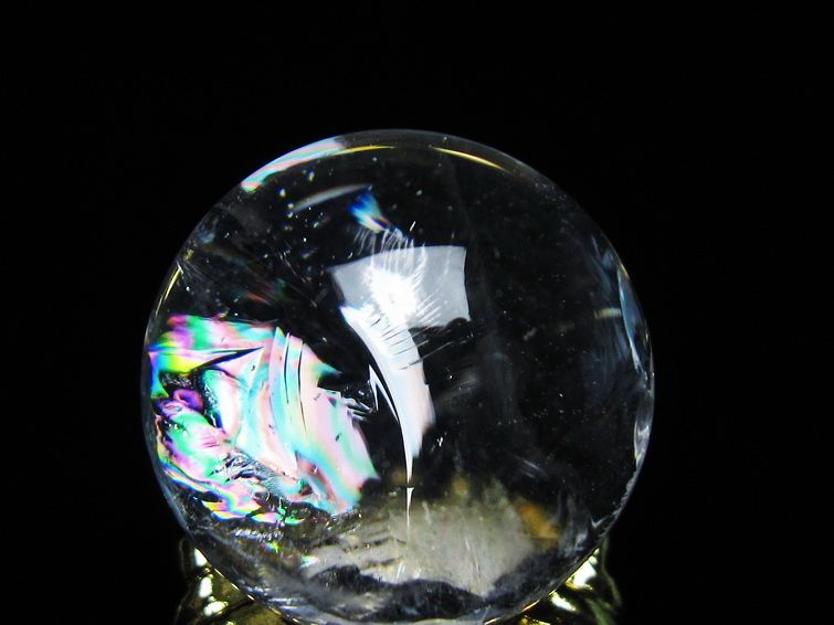アイリスクォーツ 水晶 丸玉 虹入り 25mm スフィア 置物 水晶玉 一点物 141-7011 [sold out]