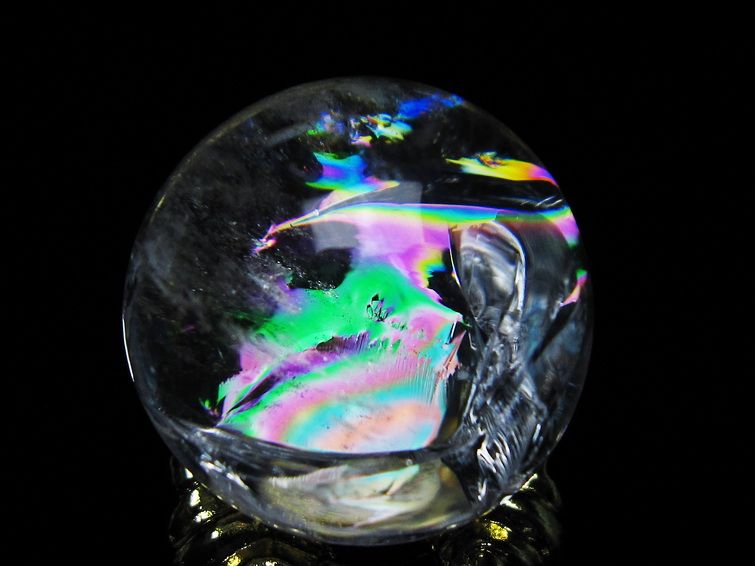 アイリスクォーツ 水晶 丸玉 虹入り 25mm スフィア 置物 水晶玉 一点物 141-7012