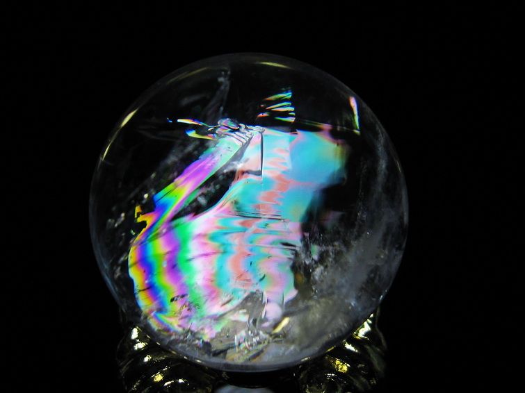 アイリスクォーツ 水晶 丸玉 虹入り 25mm スフィア 置物 水晶玉 一点物 141-7013