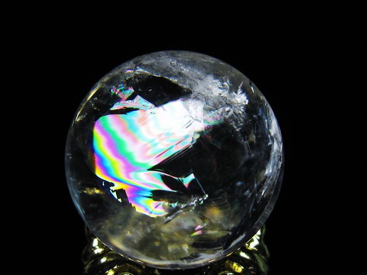 アイリスクォーツ 水晶 丸玉 虹入り 25mm スフィア 置物 水晶玉 一点物 141-7013