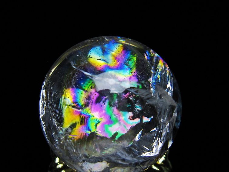 アイリスクォーツ 水晶 丸玉 虹入り 25mm スフィア 置物 水晶玉 一点物 141-7014 [sold out]
