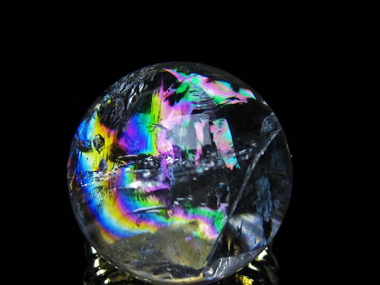アイリスクォーツ 水晶 丸玉 虹入り 25mm スフィア 置物 水晶玉 一点物 141-7014 [sold out]