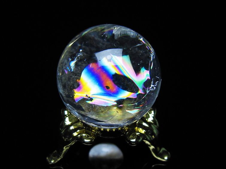 アイリスクォーツ 水晶 丸玉 虹入り 24mm スフィア 置物 水晶玉 一点物 141-7015 【sold out】