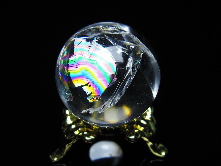 アイリスクォーツ 水晶 丸玉 虹入り 25mm スフィア 置物 水晶玉 一点物 141-7016